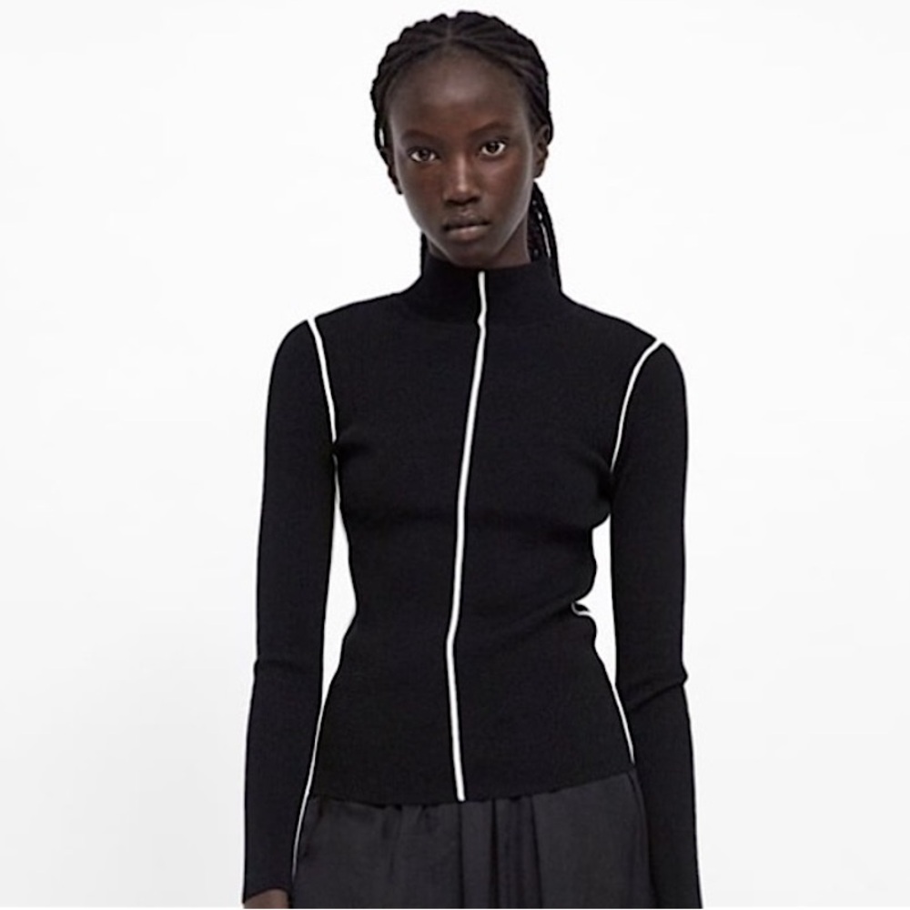 Zara knit black and white sweater